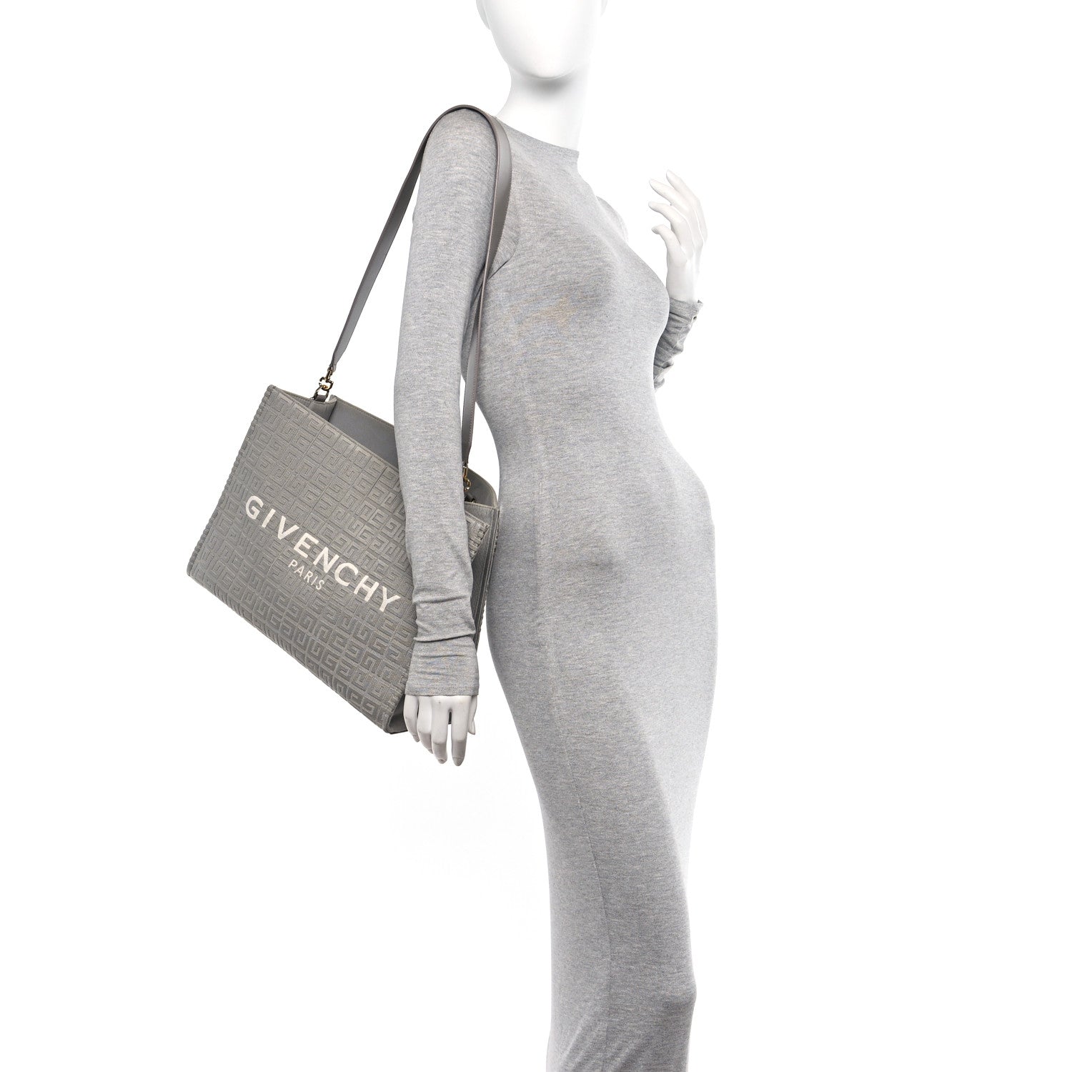 Givenchy Canvas Jacquard 4G Medium Chain Tote Stone Grey 2 of 10
