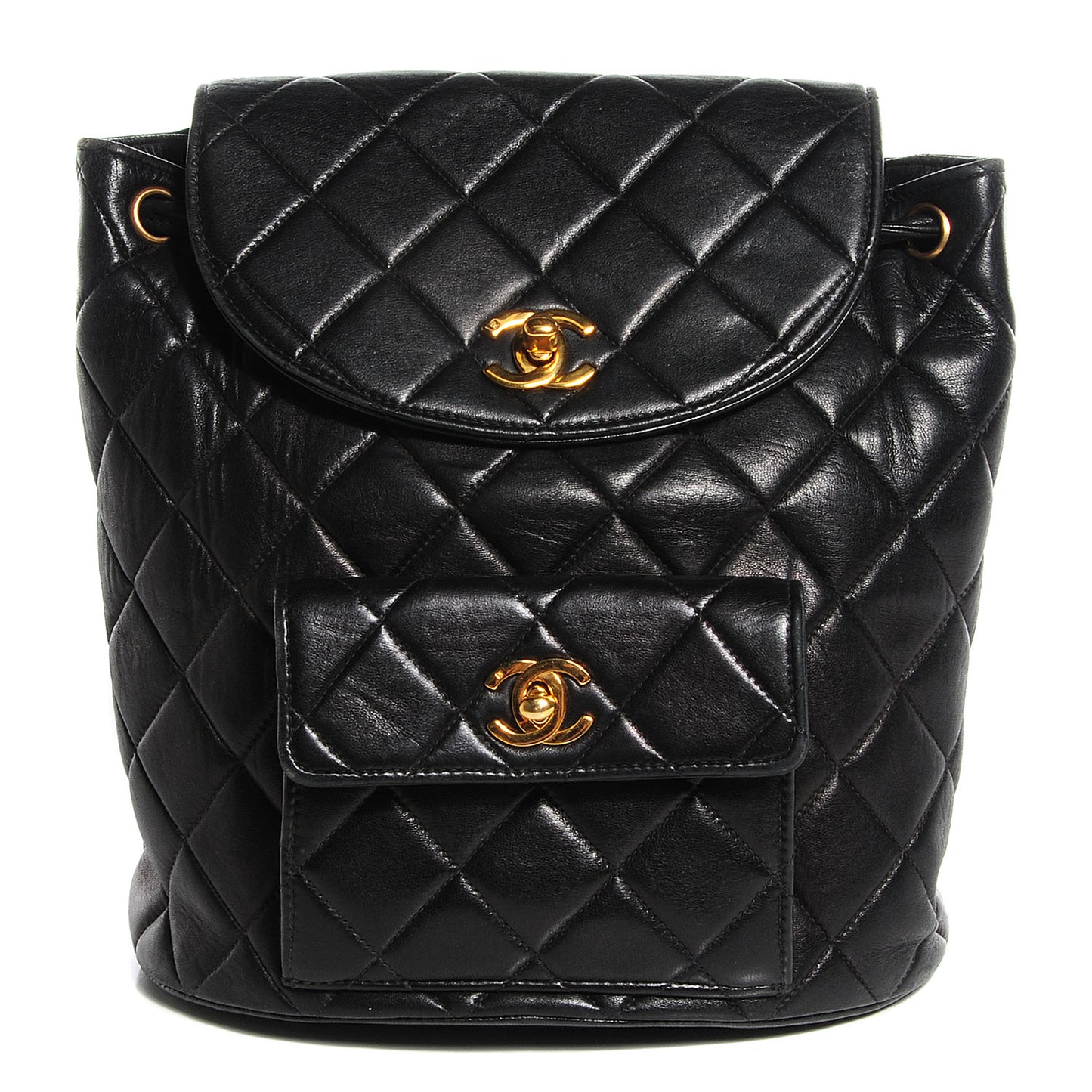 Lambskin Quilted Backpack Black