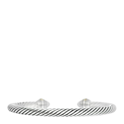 David Yurman Sterling Silver 14K Yellow Gold Diamond 5mm Cable Classics Bracelet 3 of 5