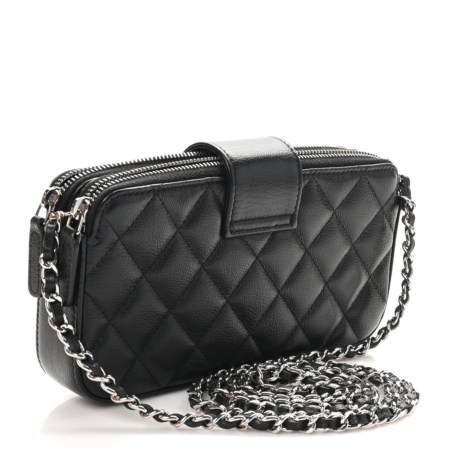 Chanel Grained Calfskin Quilted CC Box Clutch With Chain Black 3 of 12