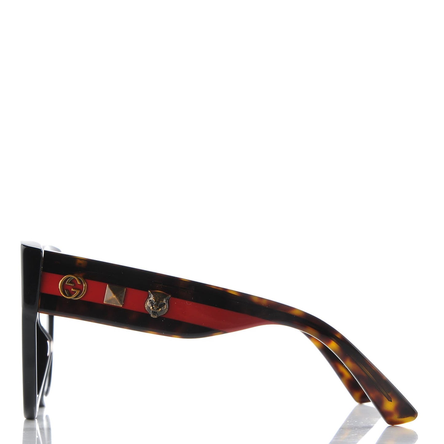 Acetate Square Frame Web Sunglasses GG0059S Black Tortoise