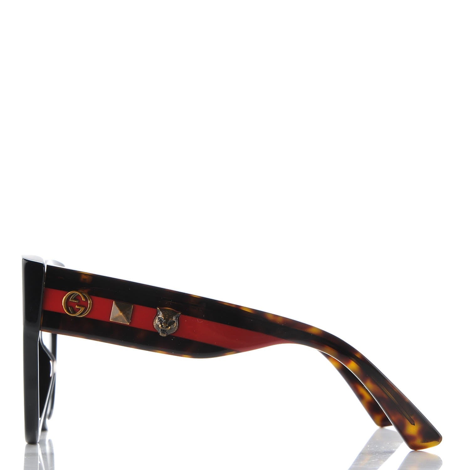 Gucci Acetate Square Frame Web Sunglasses GG0059S Black Tortoise 3 of 8