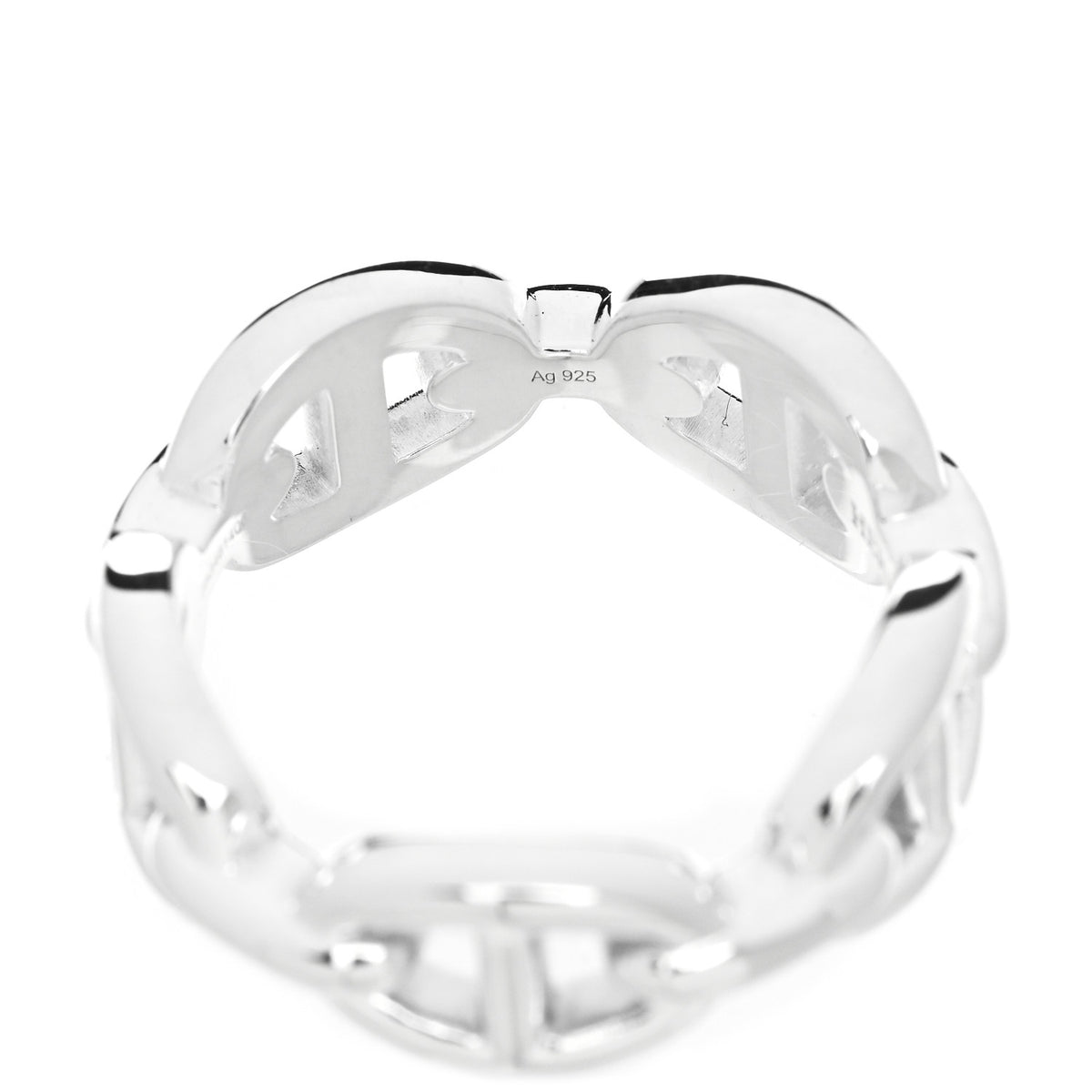 Hermes Sterling Silver PM Chaine d'Ancre Enchainee Band Ring 52 6 8 of 9
