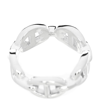 Hermes Sterling Silver PM Chaine d'Ancre Enchainee Band Ring 52 6 8 of 9