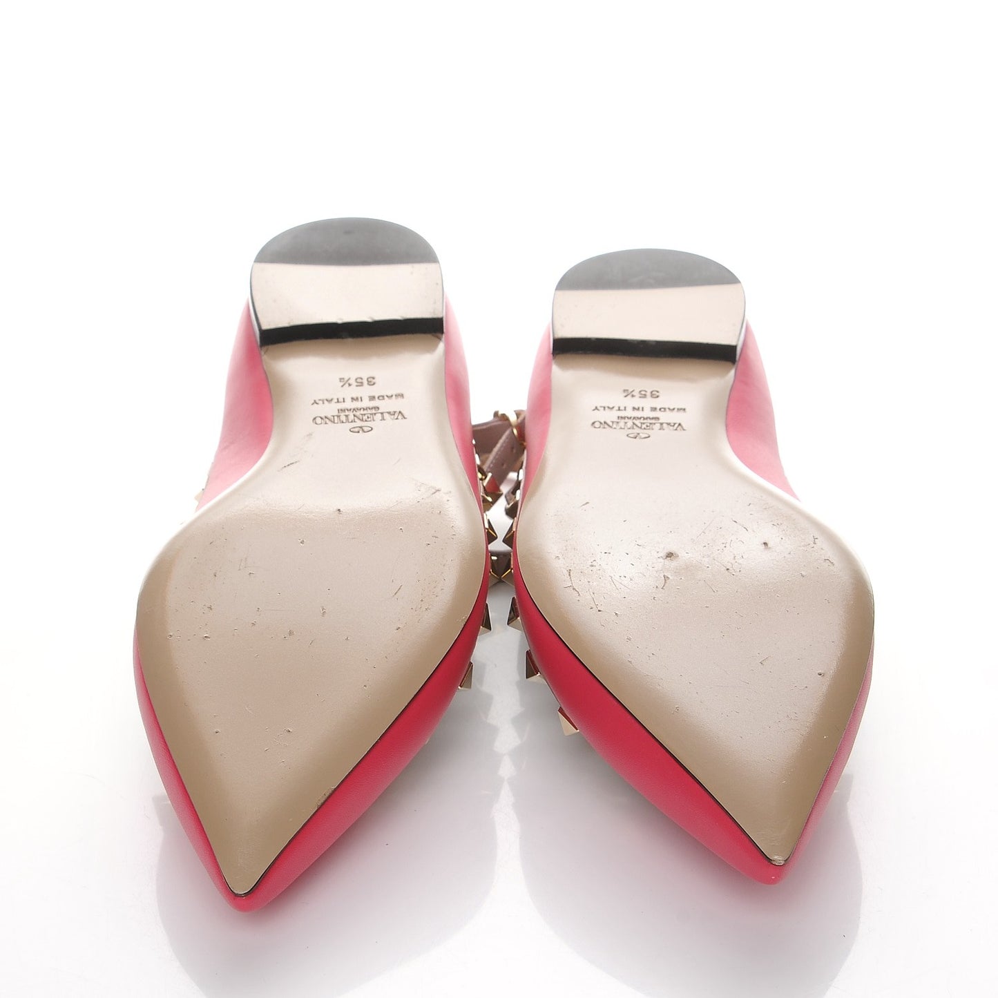 Calfskin Nappa Rockstud Cage Ballerina Flats 35.5 Deep Fuxia Poudre