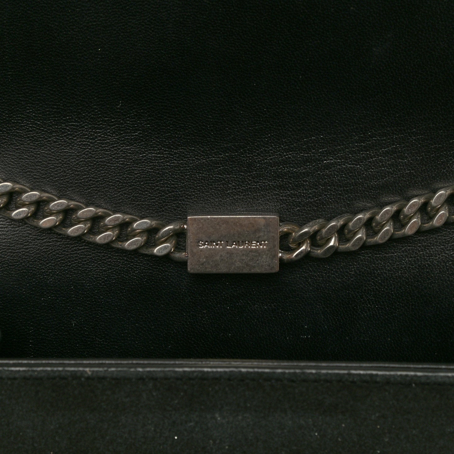 Suede Fringe Chain Small Monogram Satchel Black