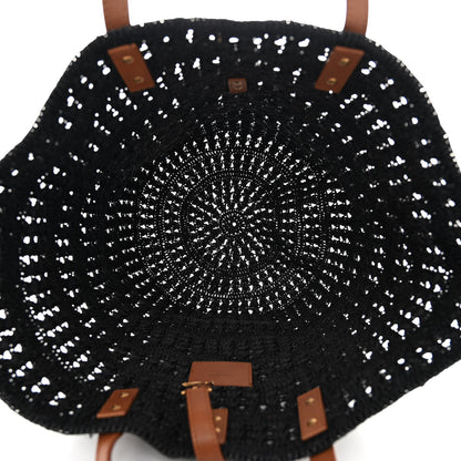 Saint Laurent Raffia Calfskin Medium Panier Tote Black 5 of 9