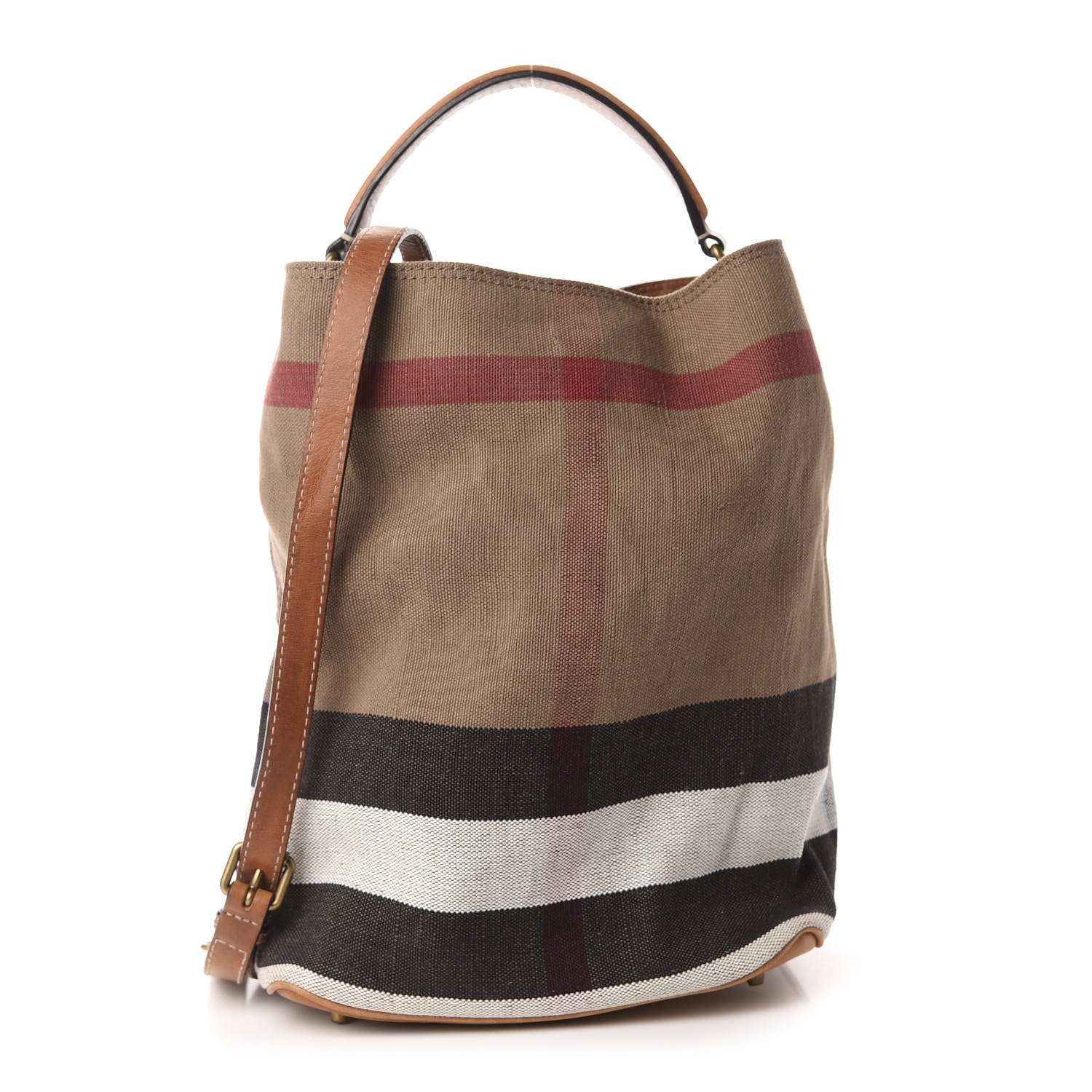 Burberry Canvas Mega Check Medium Ashby Hobo Saddle Brown 1 of 11