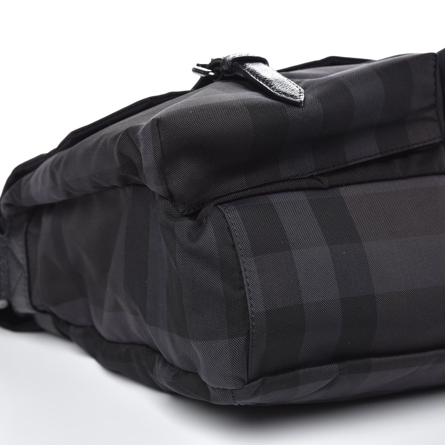 Nylon Jacquard Beat Check Sundorine Messenger Bag Black