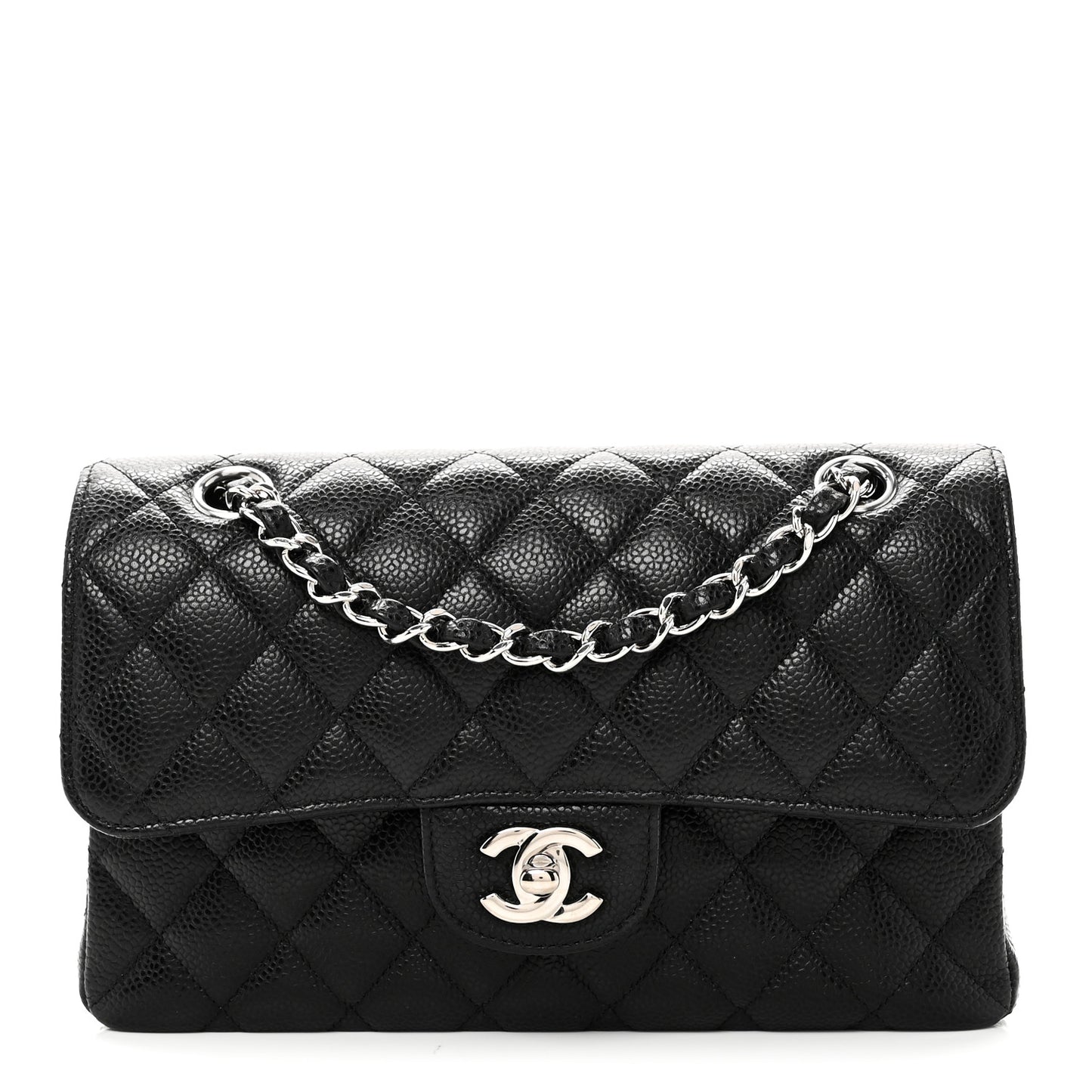 Caviar Quilted Small Double Flap Black