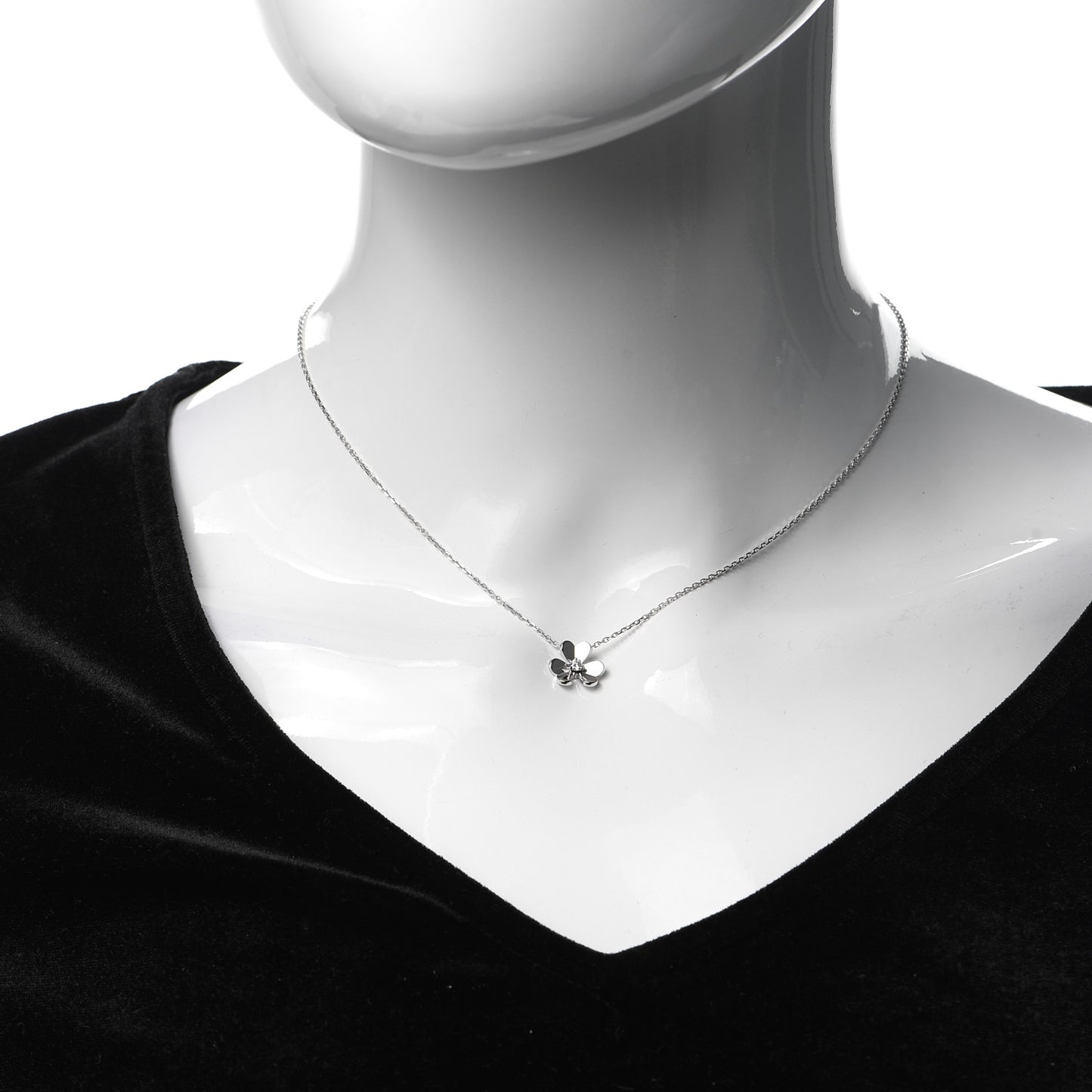18K White Gold Diamond Mini Frivole Pendant Necklace