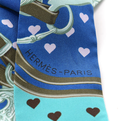 Hermes Silk Brides De Gala Love Twilly Cobalt Kaki Turquoise 3 of 5