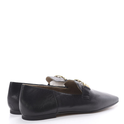 Hermes Goatskin Womens Time Loafers 37.5 Black 4 of 9