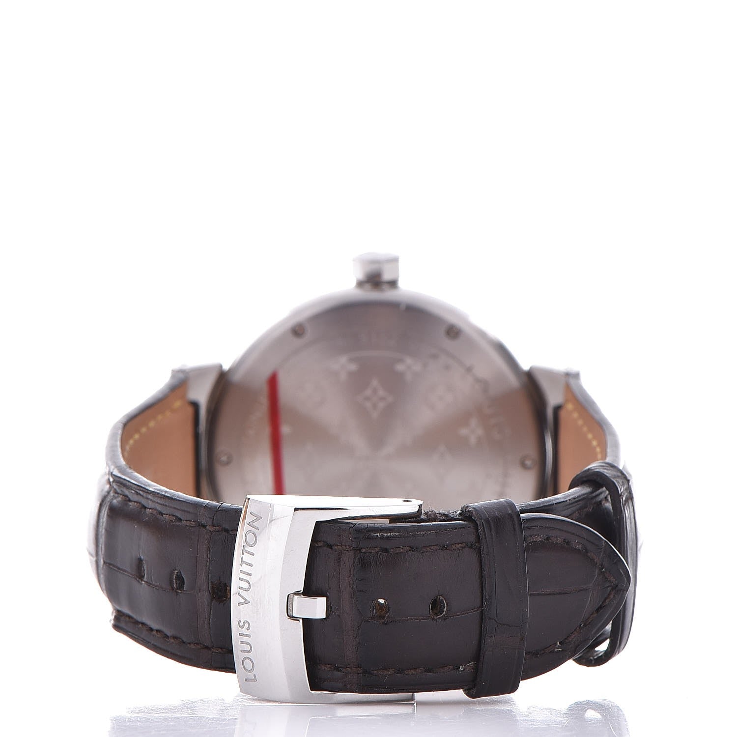 Louis Vuitton Stainless Steel Alligator 39mm Tambour GMT Automatic Watch Brown 4 of 8