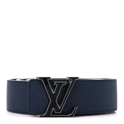 Louis Vuitton Taurillon Calfskin LV Tilt Reversible Belt 95 38 Navy Cognac 1 of 4