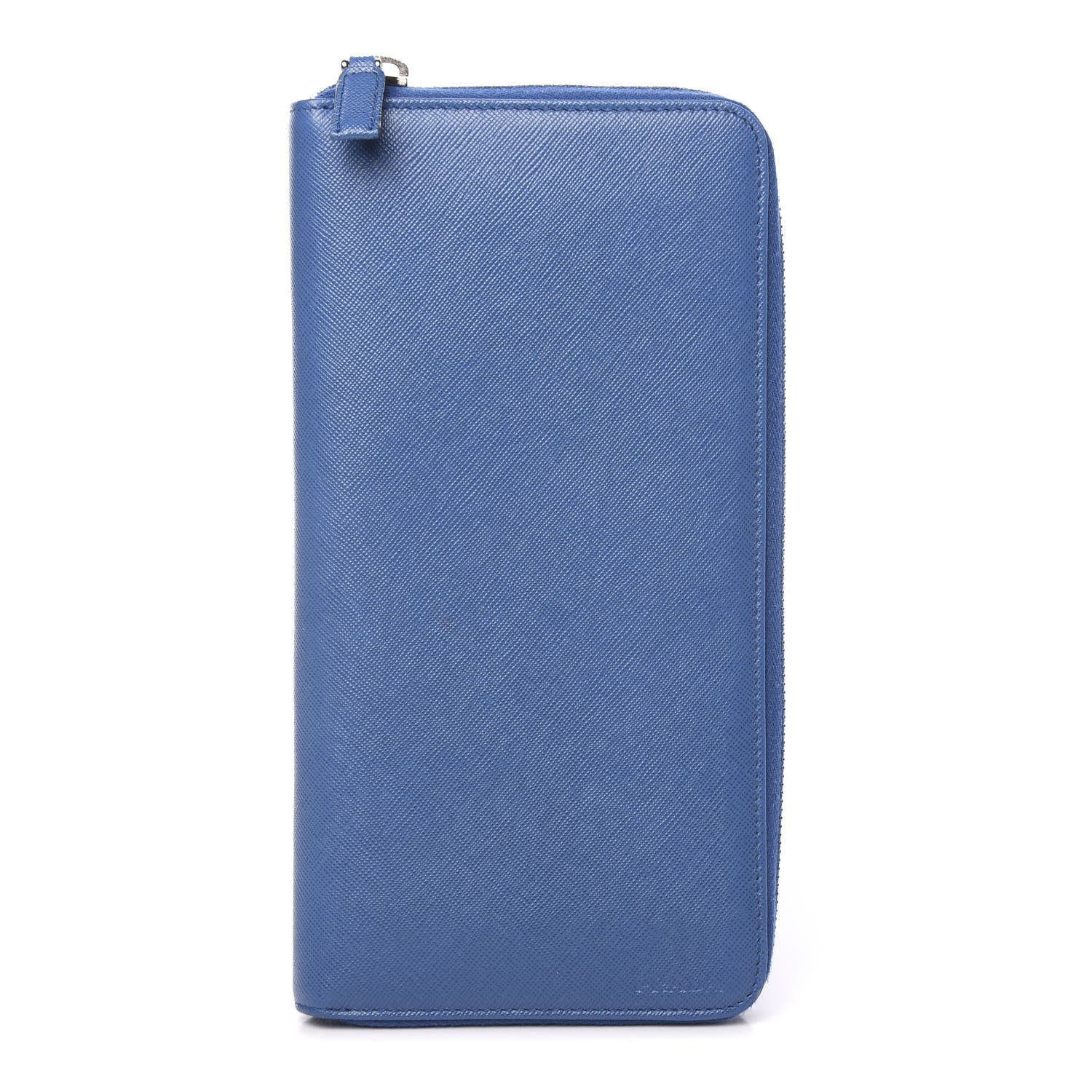 Prada Saffiano Zip Around Portfolio Wallet Azzurro 1 of 7