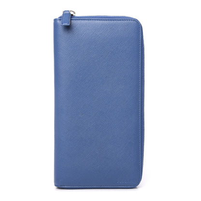 Prada Saffiano Zip Around Portfolio Wallet Azzurro 1 of 7