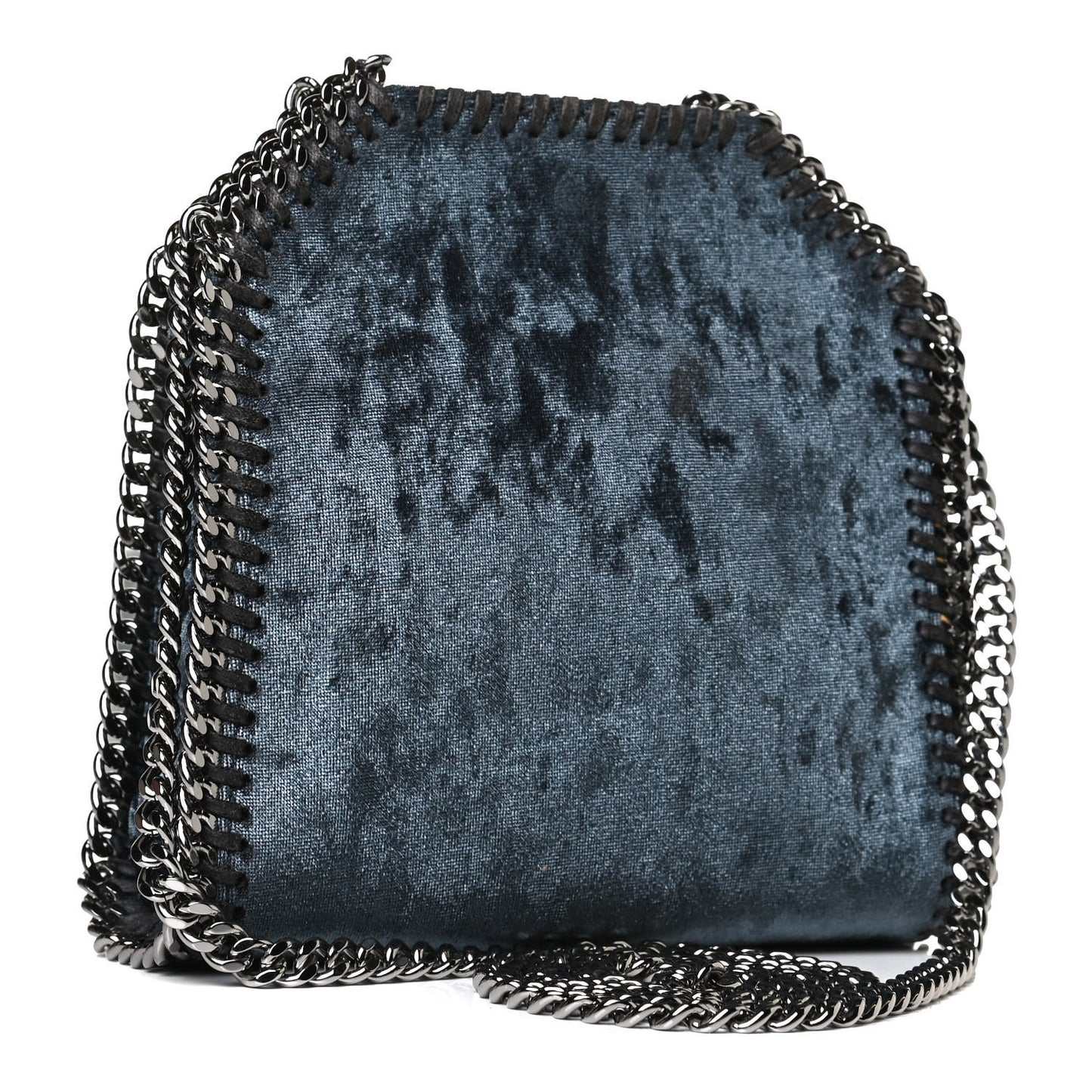 Crushed Velvet Tiny Falabella Tote Blue