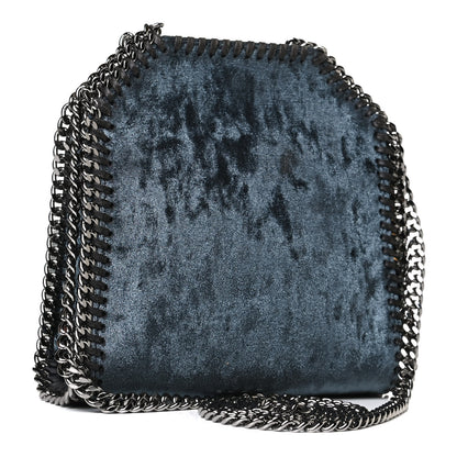 Stella McCartney Crushed Velvet Tiny Falabella Tote Blue 3 of 13