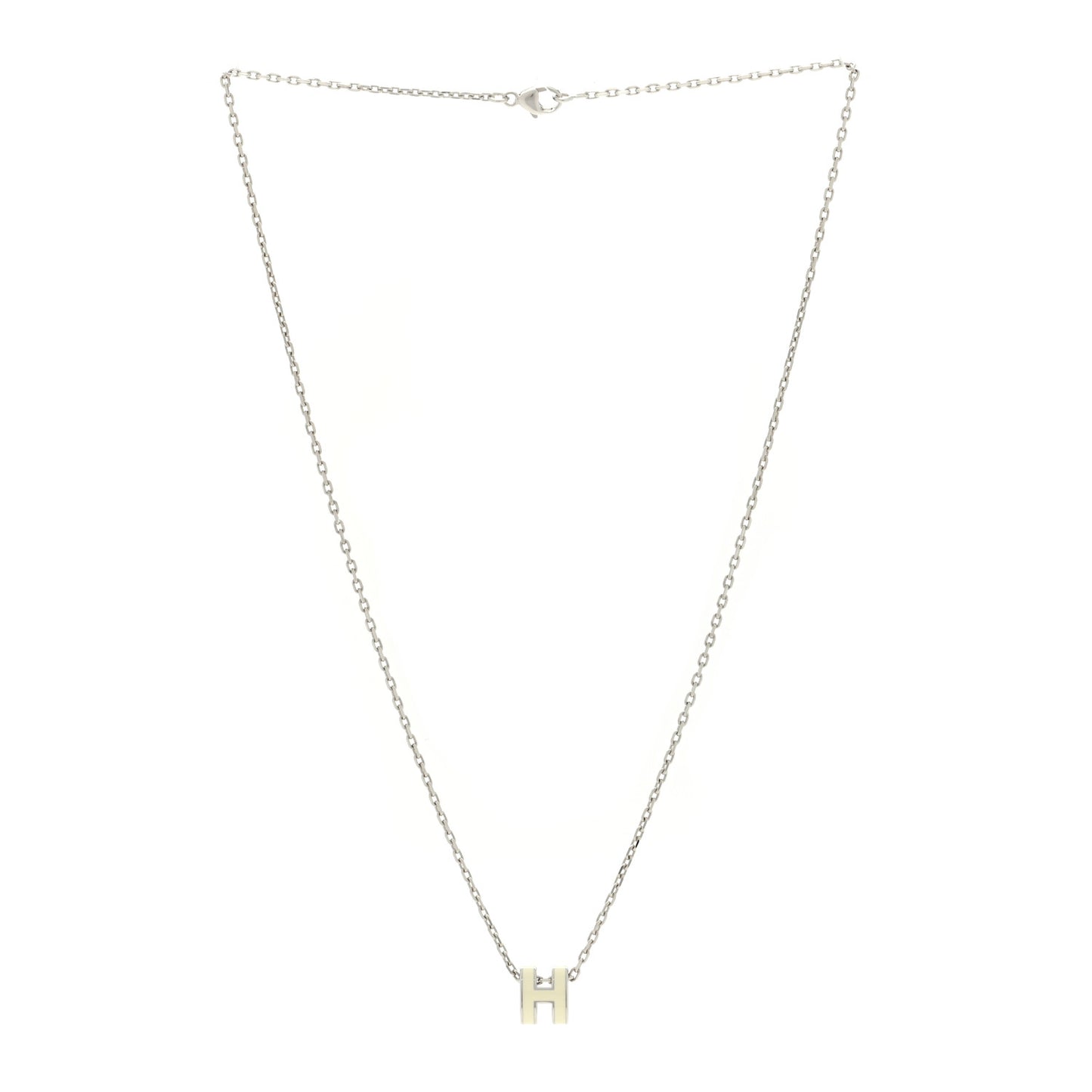 Lacquered Palladium Mini Pop H Pendant Necklace White
