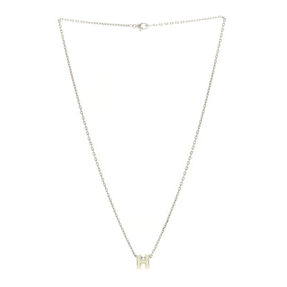 Hermes Lacquered Palladium Mini Pop H Pendant Necklace White 2 of 5
