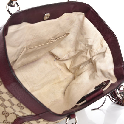Gucci Monogram New Bamboo Medium Tassel Tote Bordeaux 5 of 12