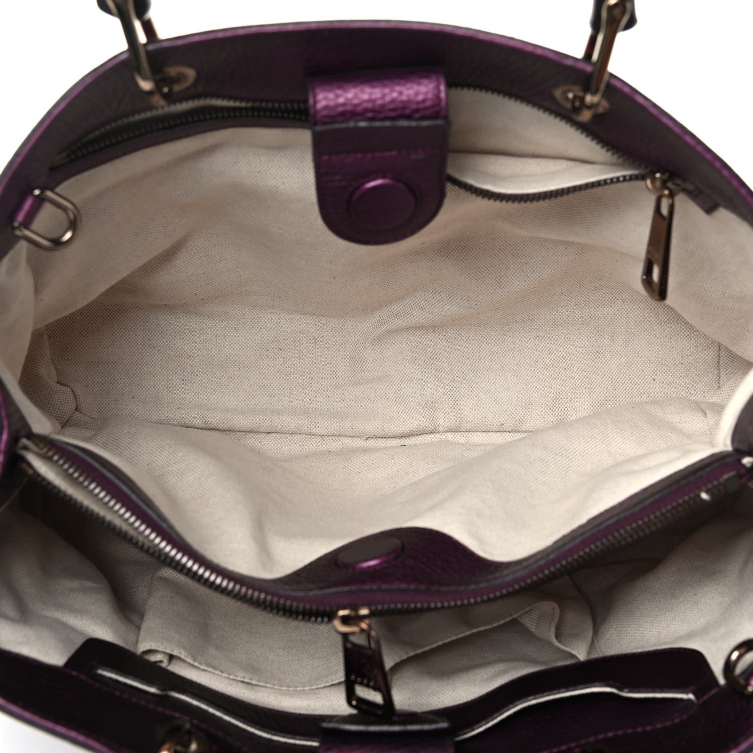 Gucci Pebbled Calfskin Medium Bamboo Shopper Tote Purple 4 of 4