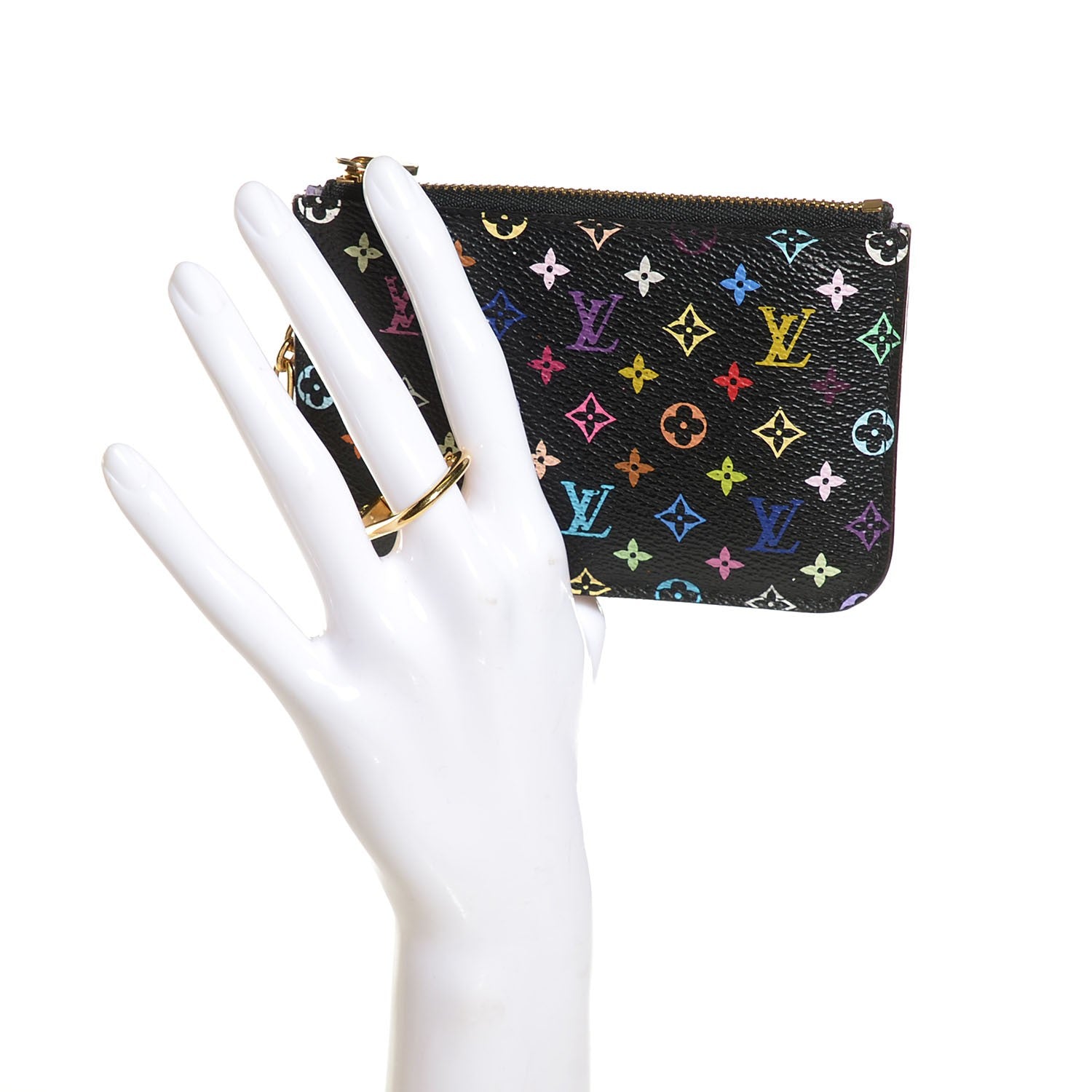 Louis Vuitton Monogram Multicolor Key Pouch Black Violet 2 of 8