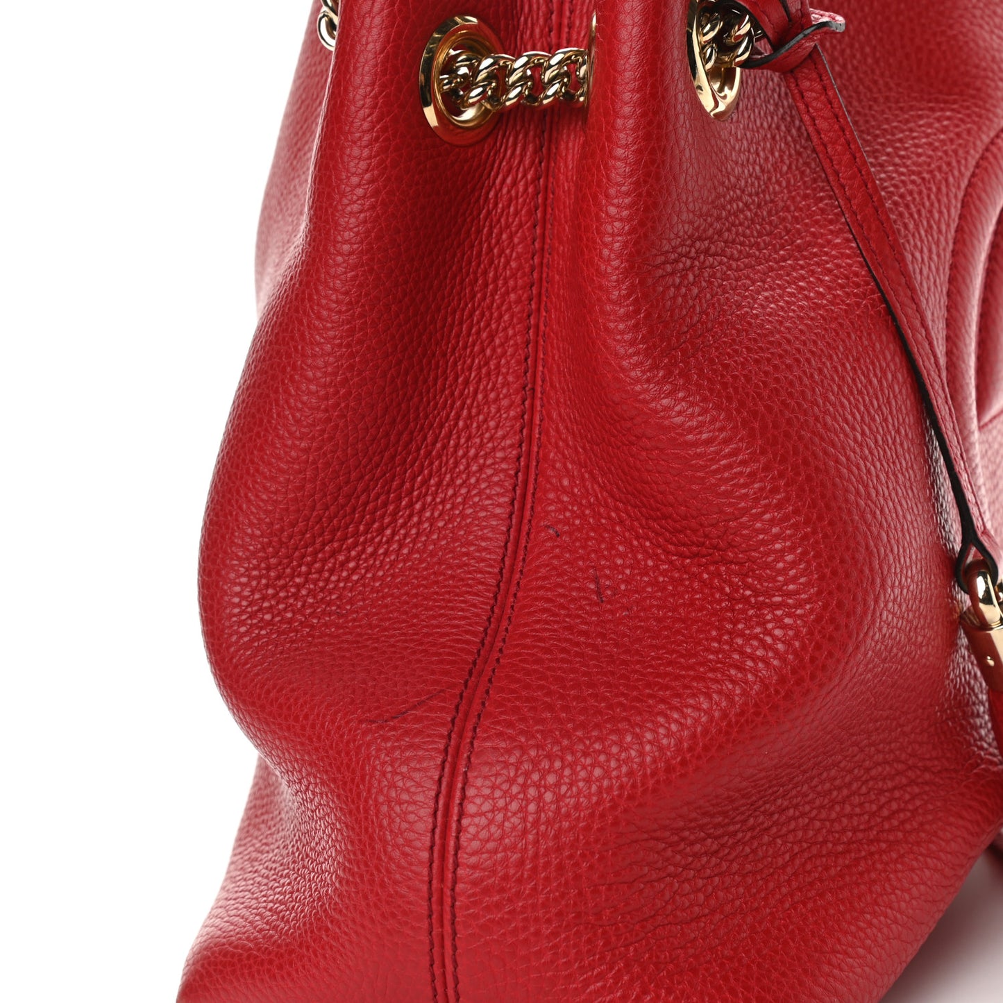 Pebbled Calfskin Medium Soho Chain Shoulder Bag Tabasco Red