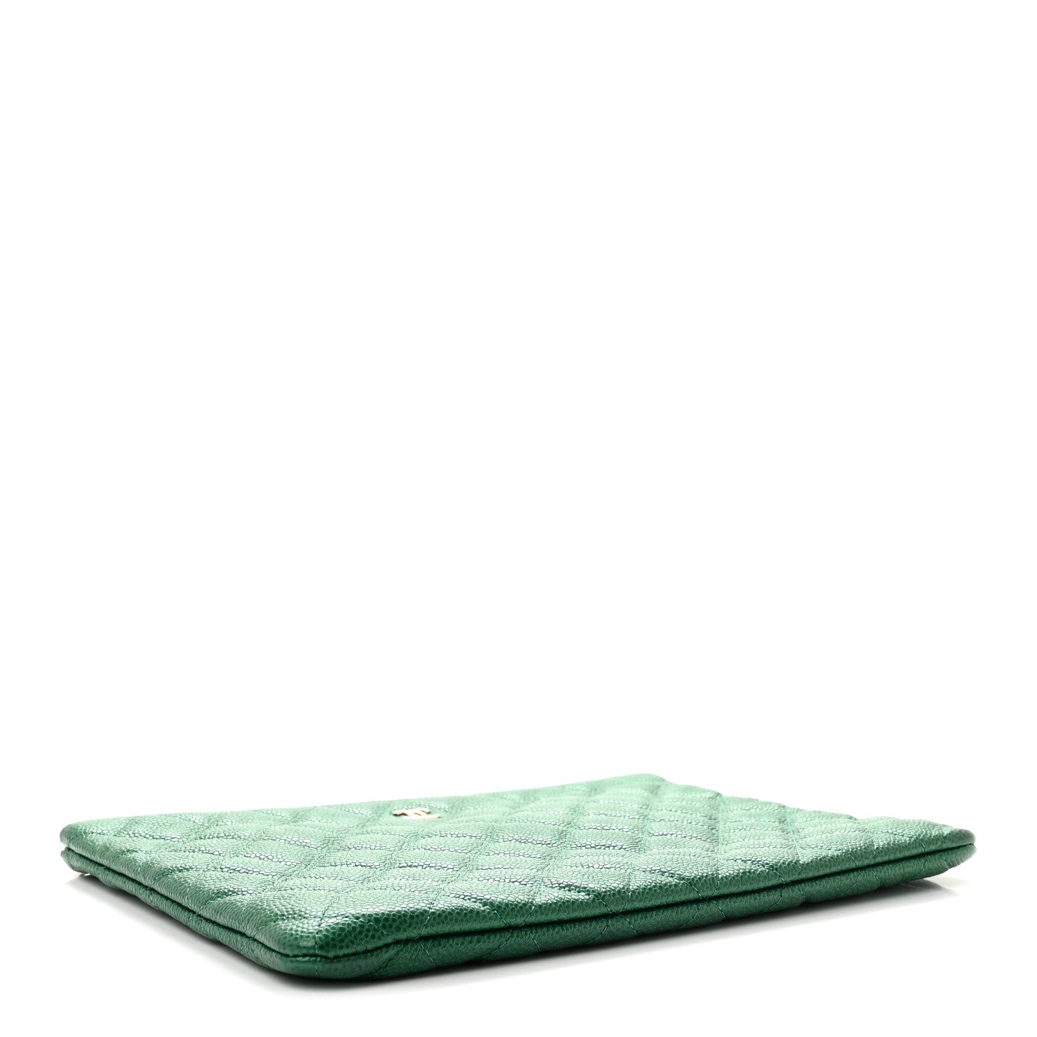 Chanel Metallic Caviar Quilted Medium Cosmetic Case Green 4 of 8
