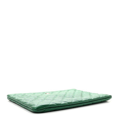 Chanel Metallic Caviar Quilted Medium Cosmetic Case Green 4 of 8