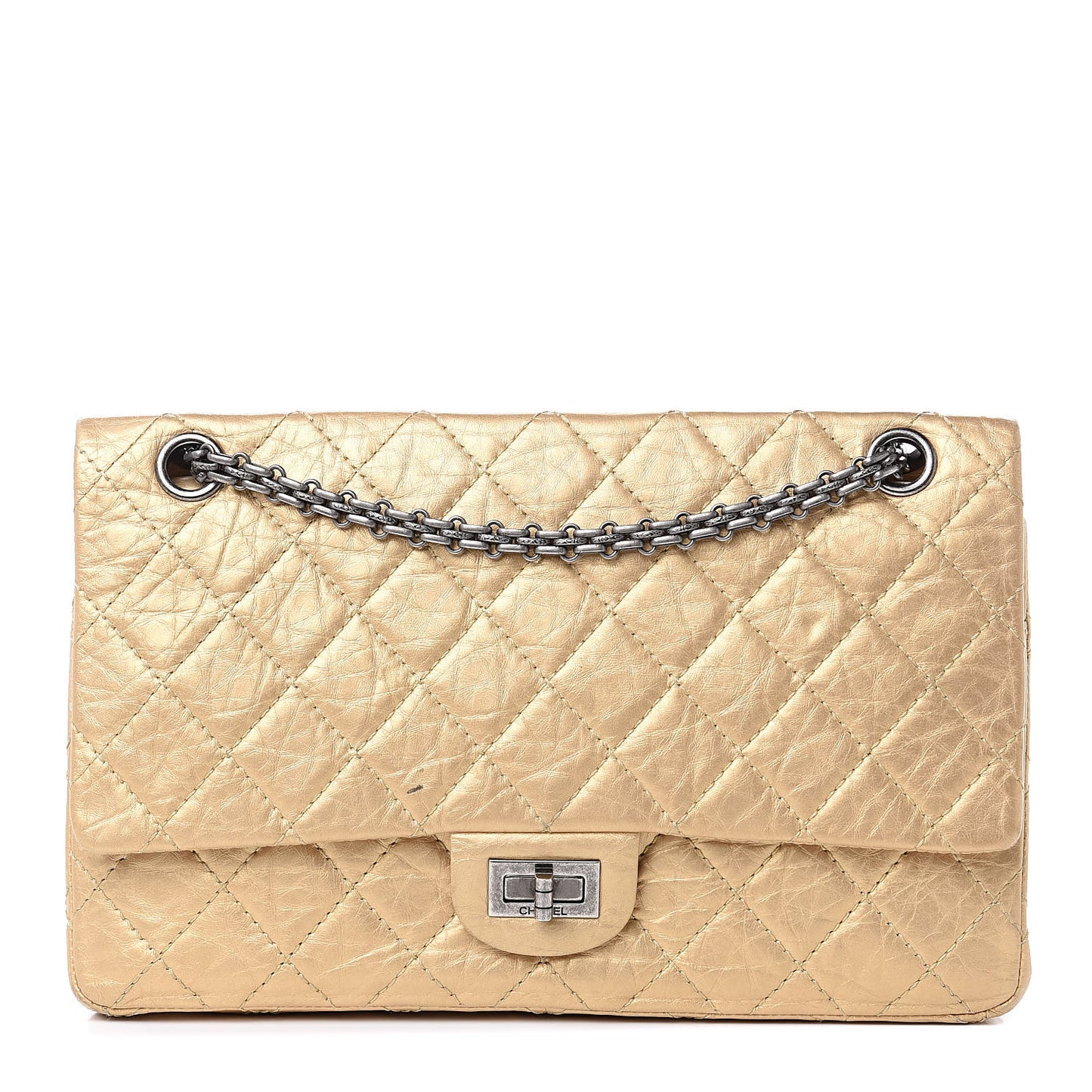 Metallic Aged Calfskin Quilted 2.55 Reissue 226 Flap Gold