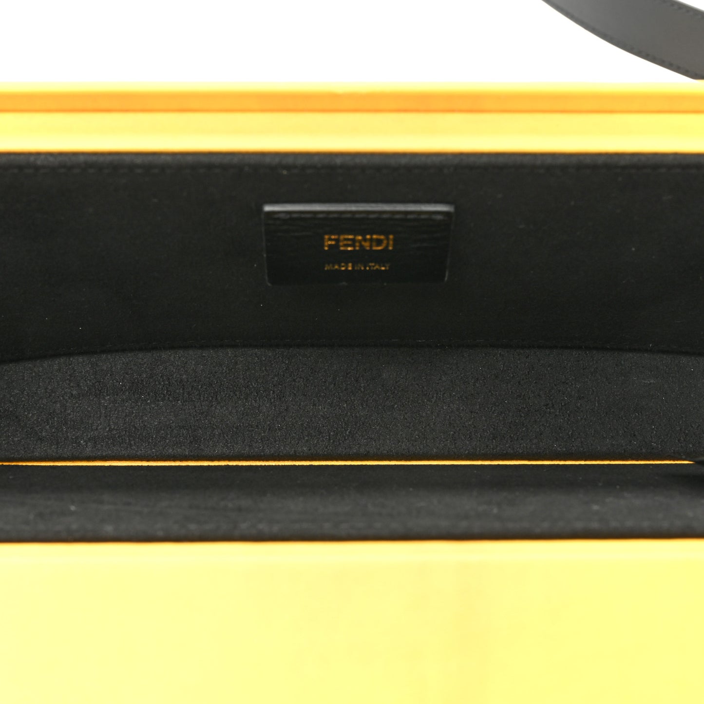 Vitello Fluffy Logo Horizontal Box Crossbody Bag Yellow Box Black