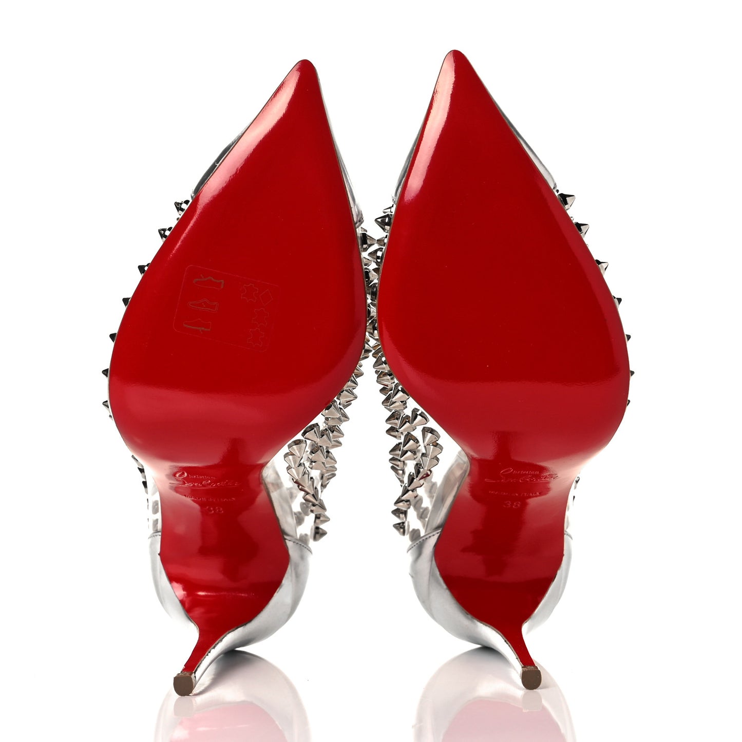 PVC Metallic Gloss Spike Me 100 Pumps 38 Silver