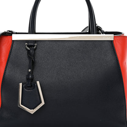 Fendi Vitello Elite Bi-Color Petite 2Jours Tote Blue Notte Papavero 8 of 11