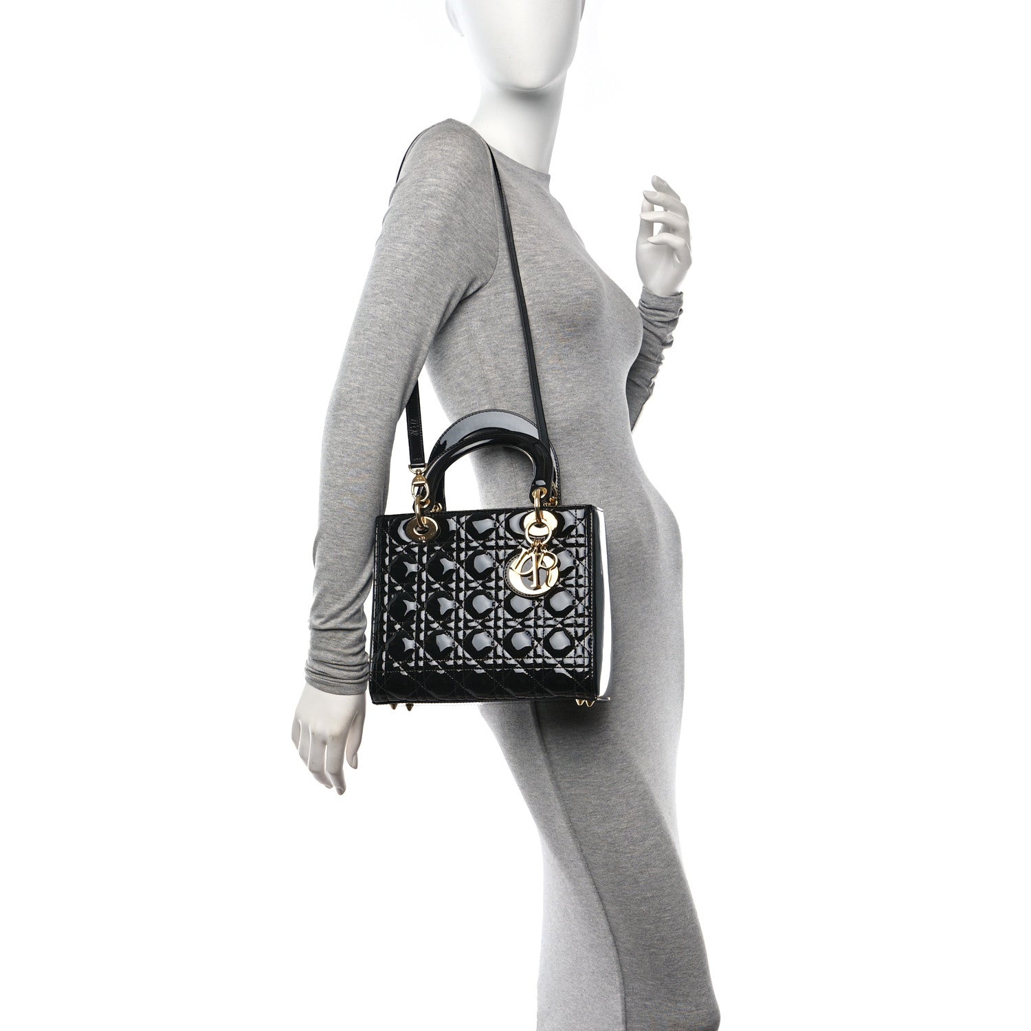 Christian Dior Patent Cannage Medium Lady Dior Black 2 of 12