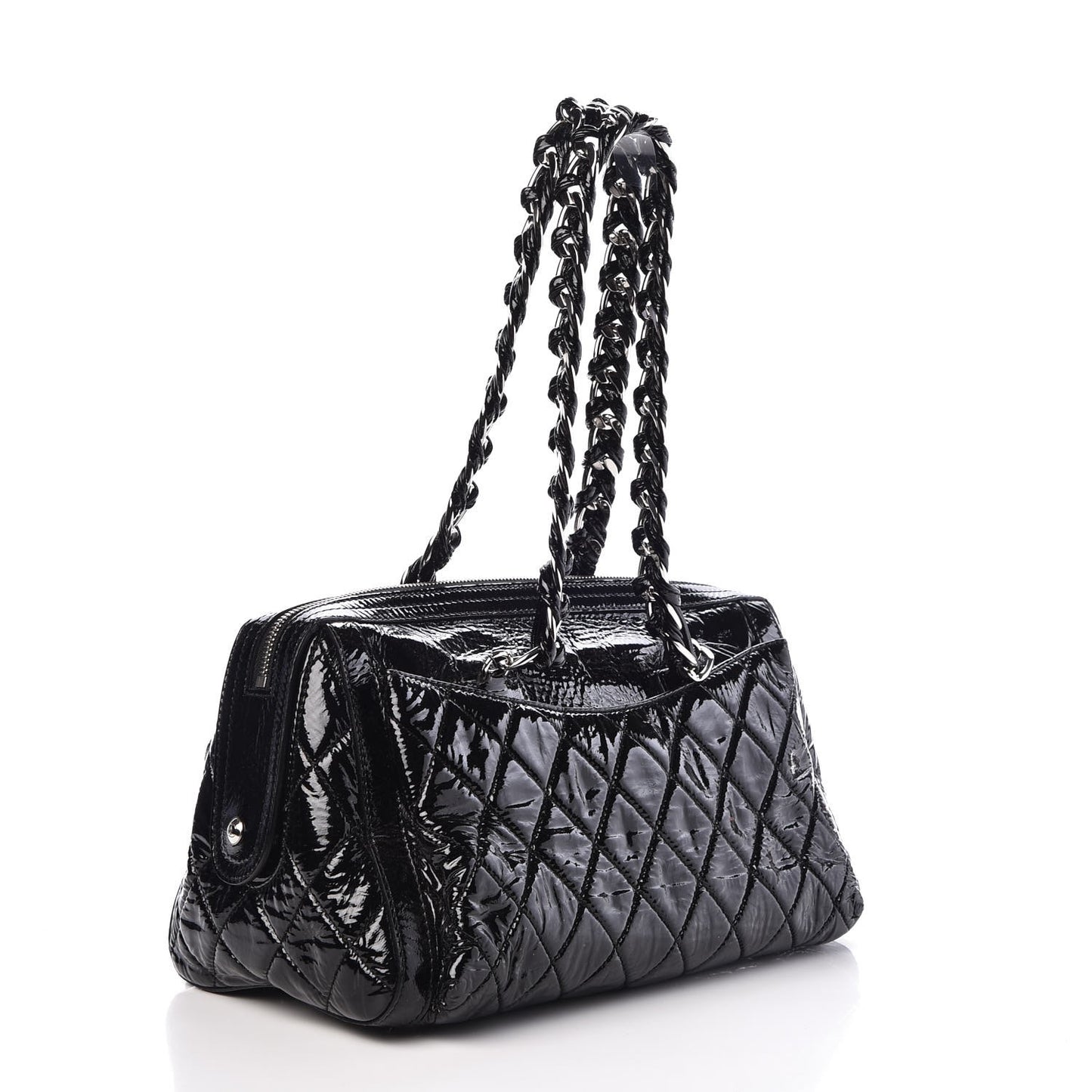 Patent Quilted Day Glo Flap Black