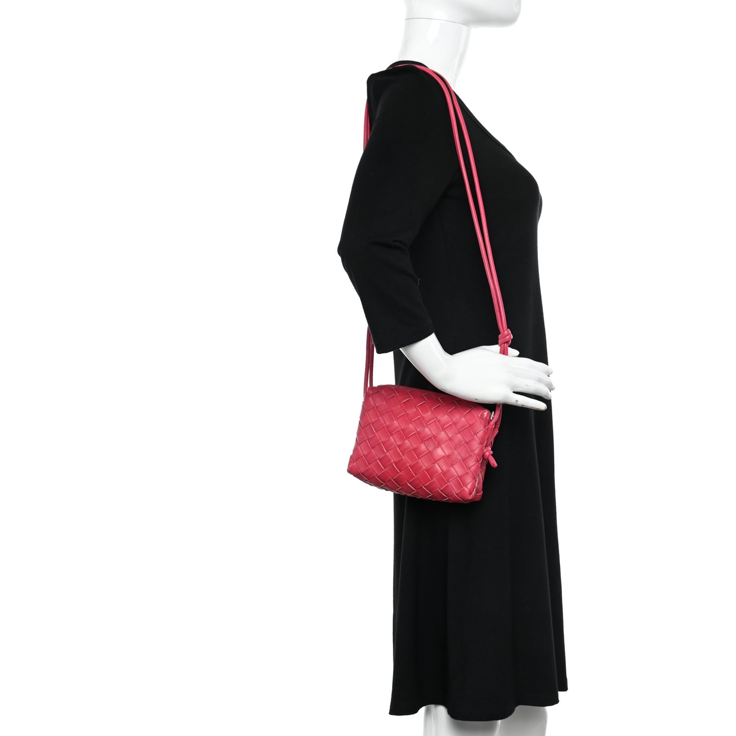 Nappa Intrecciato Mini Loop Camera Bag Cranberry