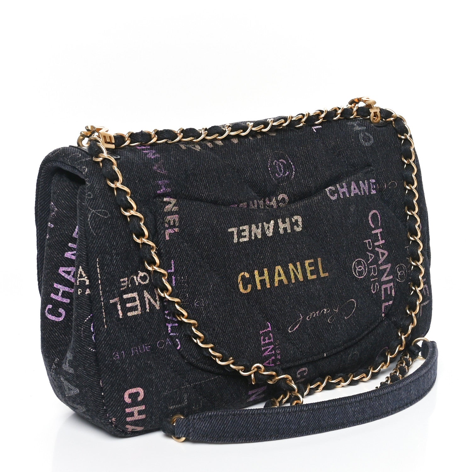 Chanel Denim Quilted Denim Mood Large Flap Black Multicolor 3 of 11