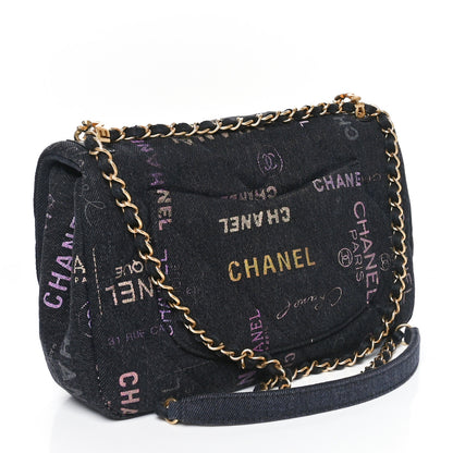 Chanel Denim Quilted Denim Mood Large Flap Black Multicolor 3 of 11