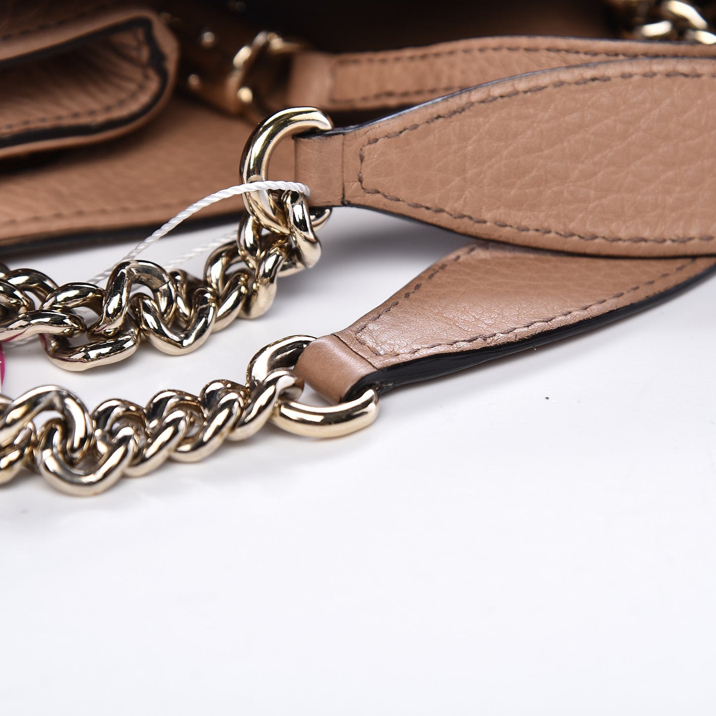 Pebbled Calfskin Medium Soho Chain Shoulder Bag Rose Beige