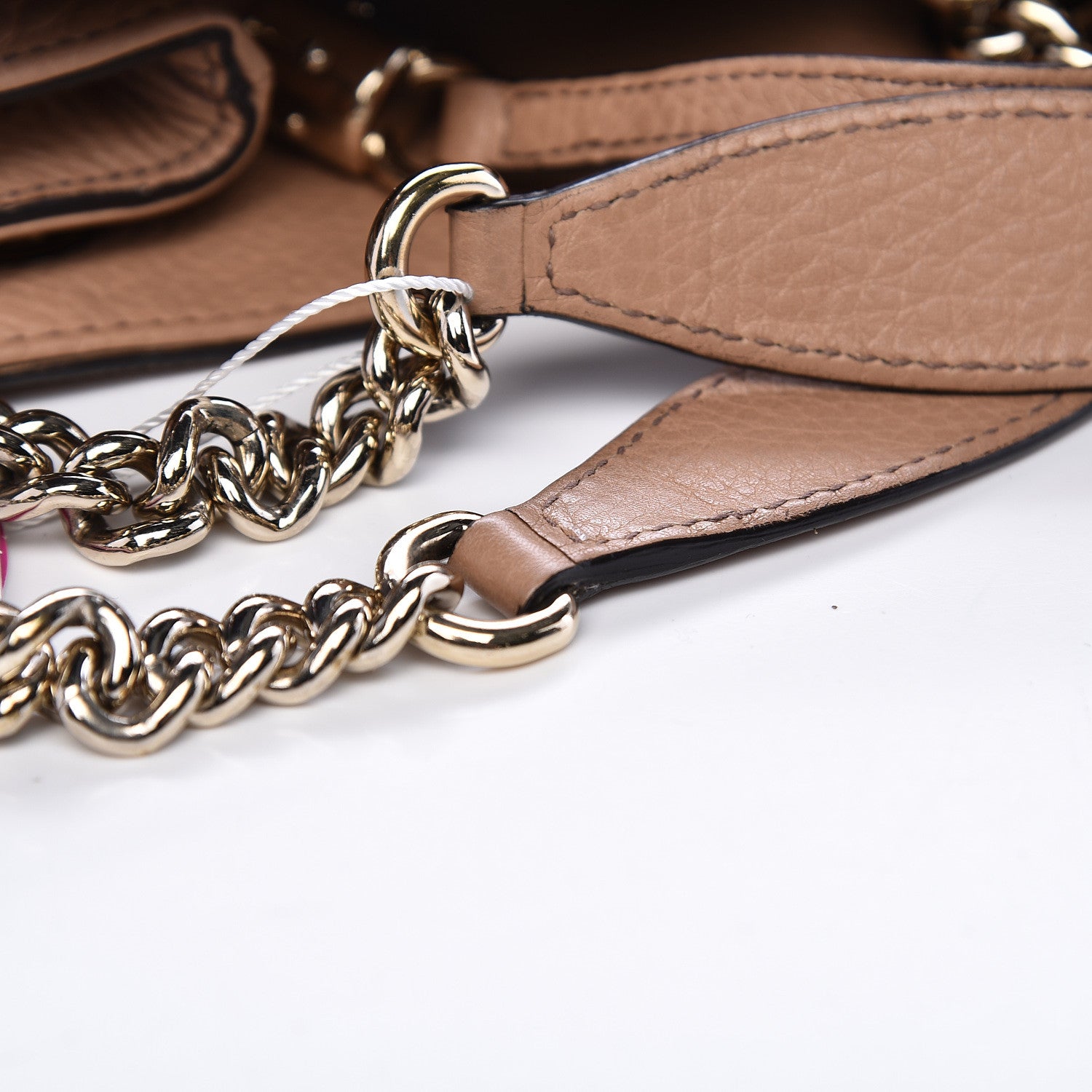 Gucci Pebbled Calfskin Medium Soho Chain Shoulder Bag Rose Beige 16 of 20