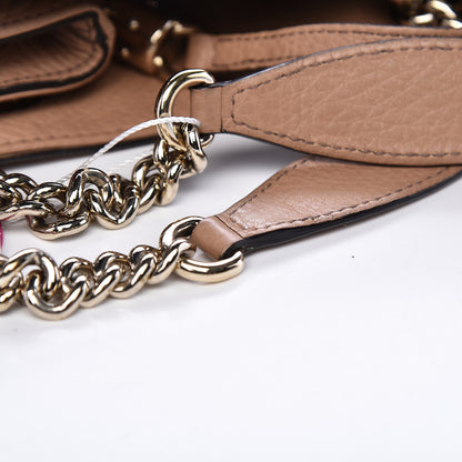 Gucci Pebbled Calfskin Medium Soho Chain Shoulder Bag Rose Beige 16 of 20