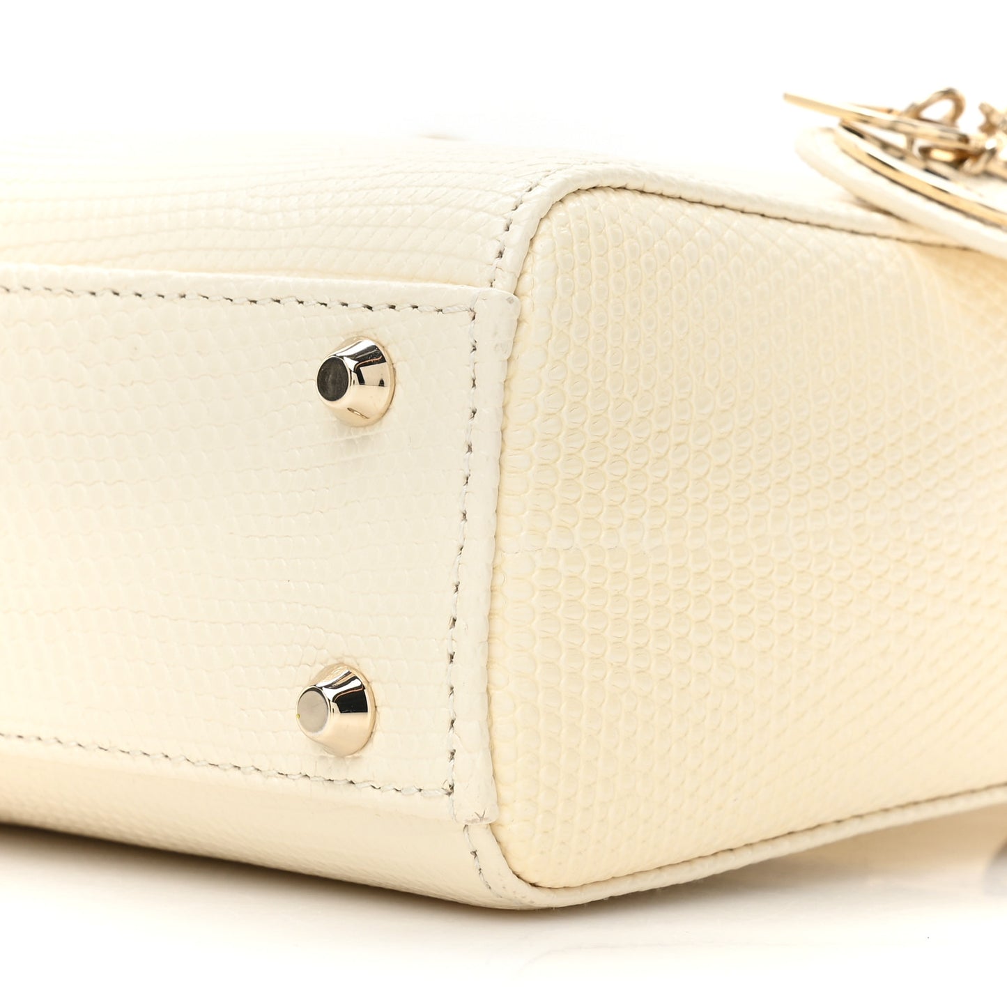 Lizard Mini Lady Dior White