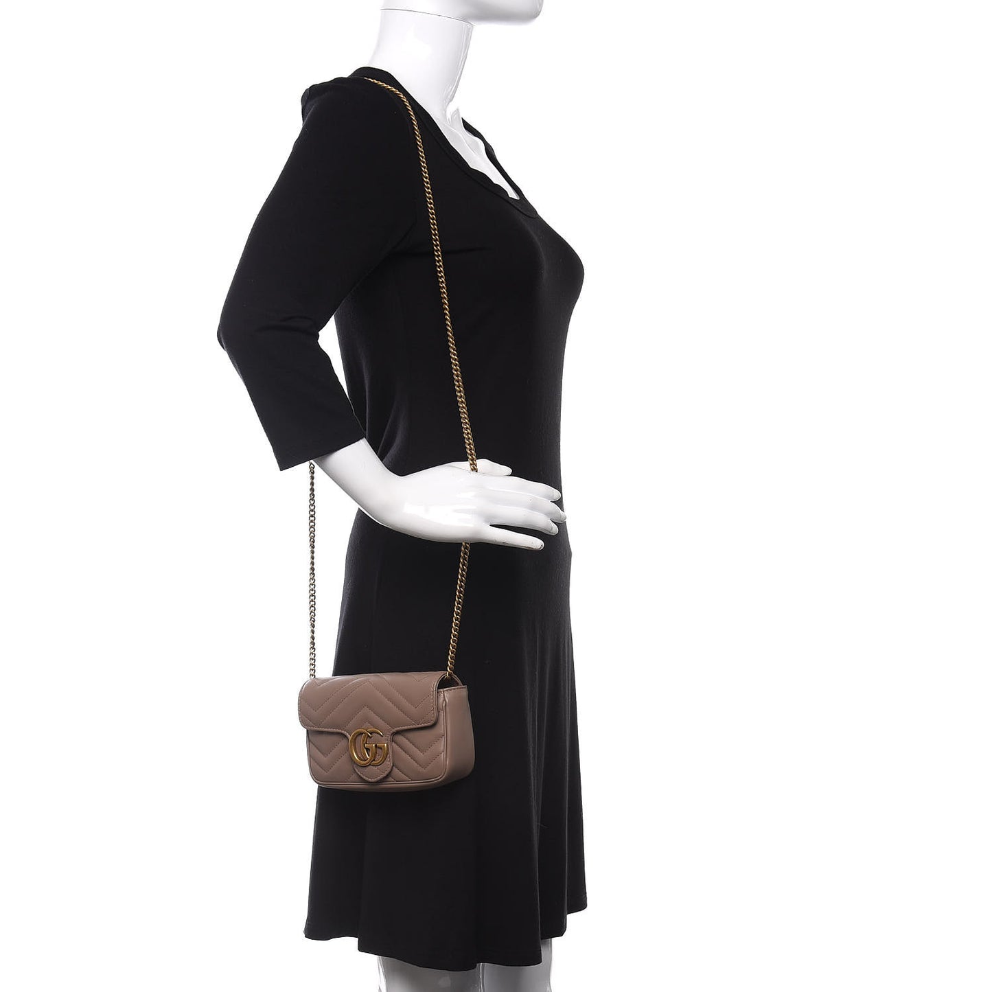 Calfskin Matelasse Super Mini GG Marmont Shoulder Bag Porcelain Rose