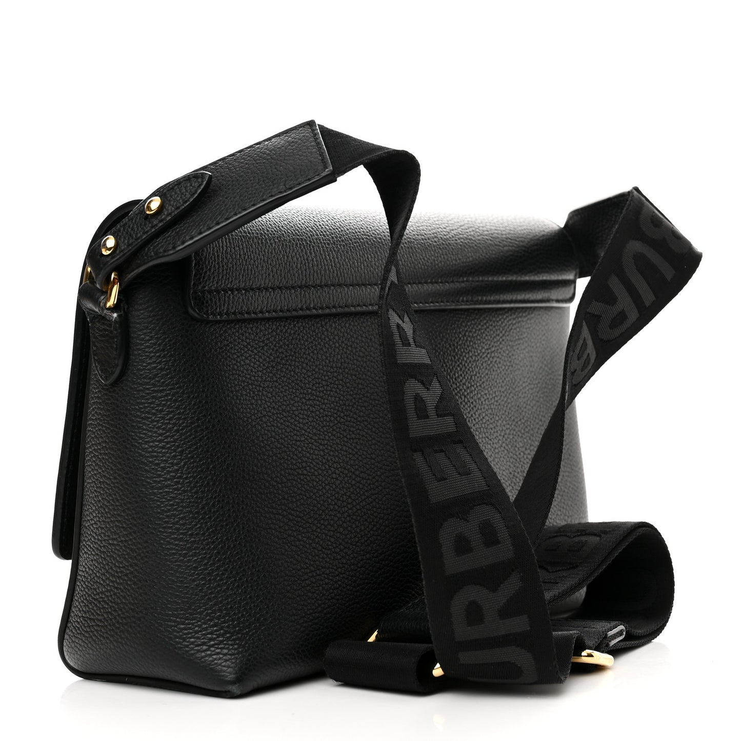 Grainy Calfskin Vintage Check Note Crossbody Bag Black
