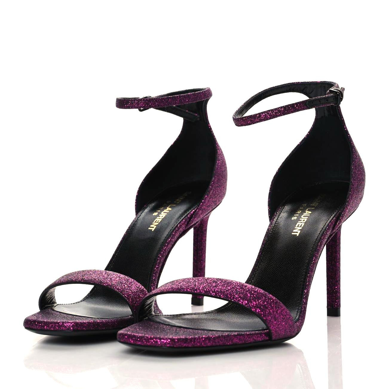 Saint Laurent Glitter Amber 85 Ankle Strap Sandals 38 Fuchsia 3 of 9