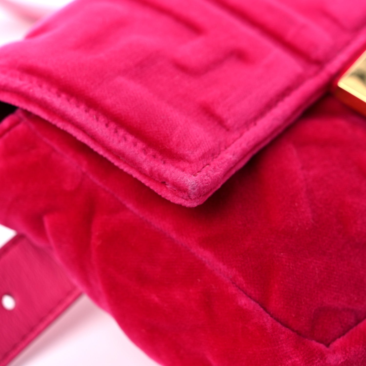 Fendi Velvet FF Embossed Hip Belt Baguette Bag Fuxia 15 of 16