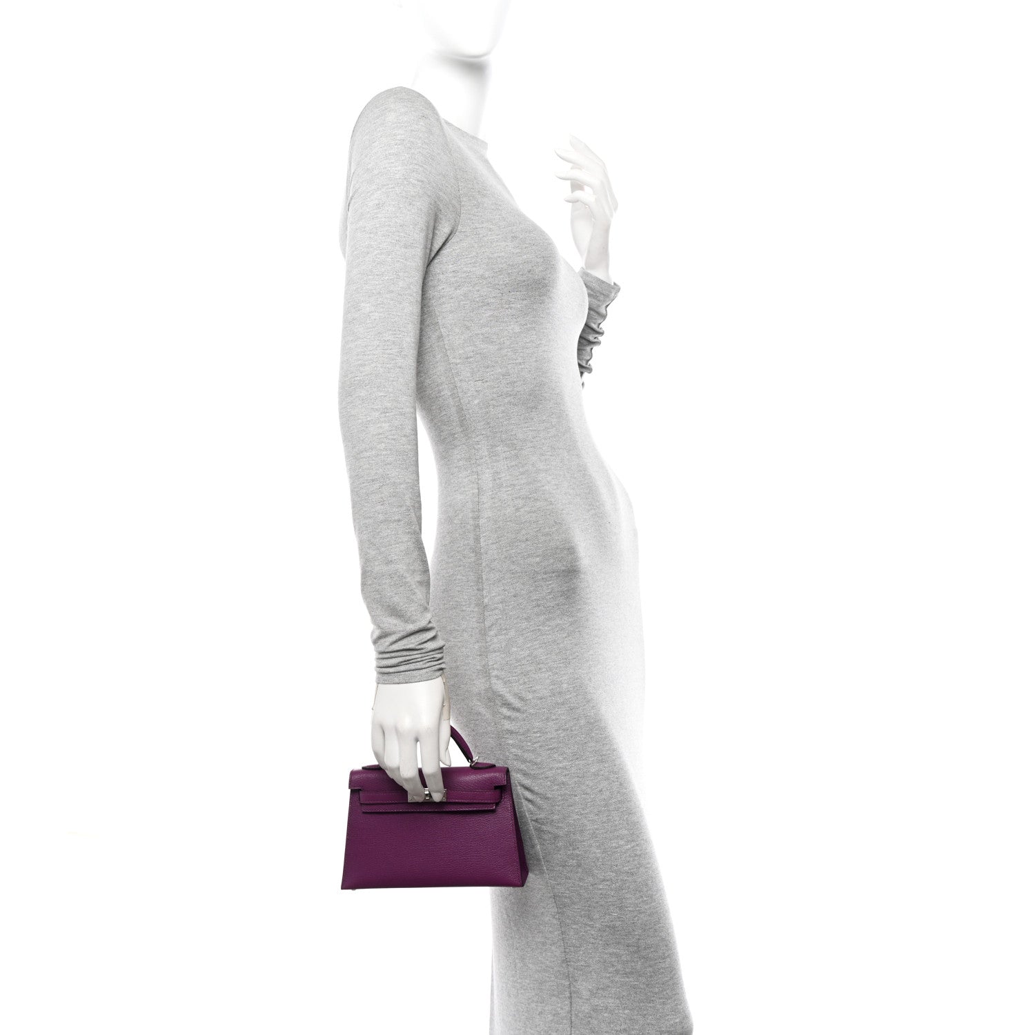 Hermes Chevre Mysore Mini Kelly Sellier 20 Violet 2 of 11