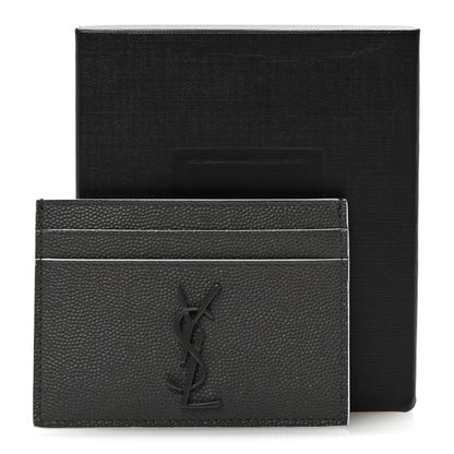 Saint Laurent Grain De Poudre Monogram Monochrome Credit Card Case Grey 8 of 8